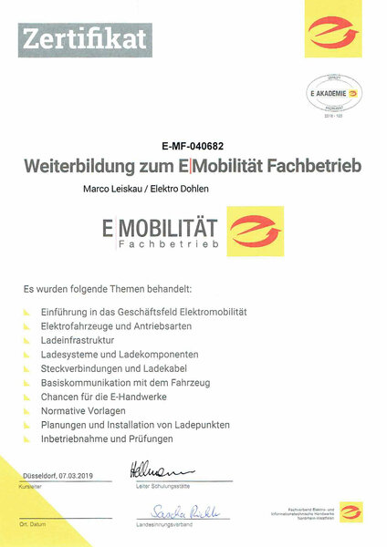 Weiterbildung zum E-Mobilität Fachbetrieb